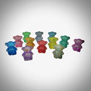 Miniature Acrylic Crystal Bears Figures Charms Set of 14 Pieces
